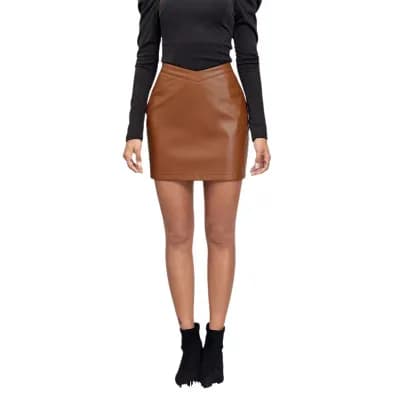 Women PU Leather Legging High Waist Stretchy Bodycon Mini Skirt