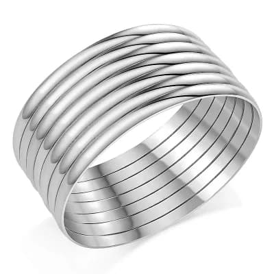 Glossy Steel Bangle Set