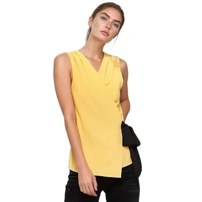 Pleated Wrapped Side Tie Blouse