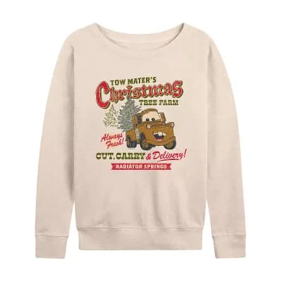 Women's Disney / Pixar's Cars Tow Mater's Christmas Tree Farm French Terry Long Sleeve Tee