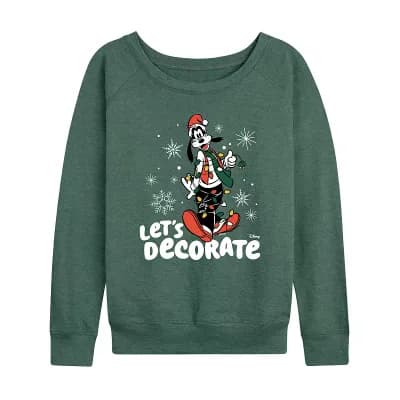 Women's Disney's Goofy "Let's Decorate" Christmas French Terry Long Sleeve Tee