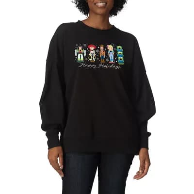 Women's Disney / Pixar's Toy Story Happy Holidays Nutcrackers Oversized Fleece Crew Sweatshirt
