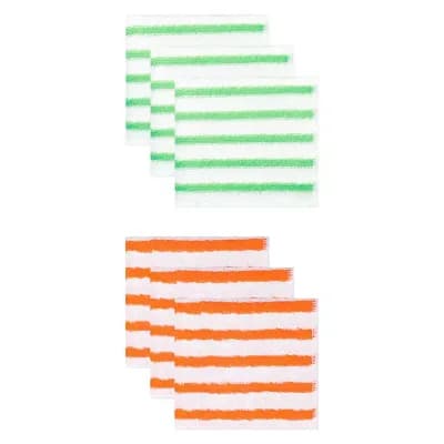 6 Packs Wood Fiber Cleaning Cloths Striped Oil Absorbing and Heat-Insulating Dish Cloths 11" x 12"
