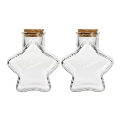 2 pc Decorative Glass Jars with Cork Lids Vintage Style Storage Bottles for Kitchen Bathroom