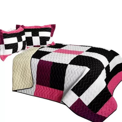 3 pc Bedding Quilt with Decorative Stitch Finish and Coordinated Shams