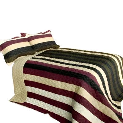 3 pc Reversible Cotton Quilt Set Geometric Pattern Bedspread Set with Shams
