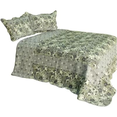 Cotton Quilt Set Full Queen 3 pc Leaf Pattern Bedding Set with Coordinated Shams