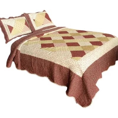 Full Queen Quilt Set 3 pc Floral Patchwork Cotton Bedding Set with Two Shams