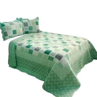 Patchwork Cotton Quilt Set 3 pc Quilted Bedspread Set with Matching Shams