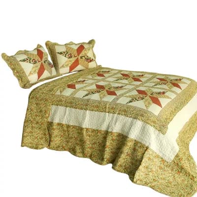Full Queen Bedding Set 3 pc Cotton Quilt Reversible with Two Shams