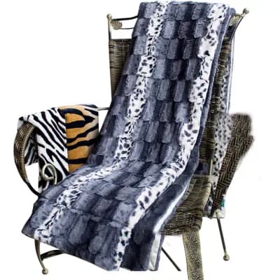Micro Mink Fur Throw Blanket with Down Alternative Filling Satin Back for Home
