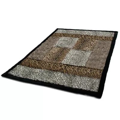 Animal Print Patchwork Throw Blanket Faux Fur Fleece Sofa Bed Couch Blanket
