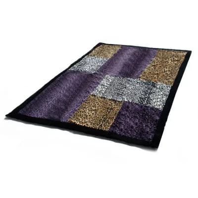 Animal Inspired Patchwork Throw Blanket Faux Fur Micro Fleece Couch Bed Throw