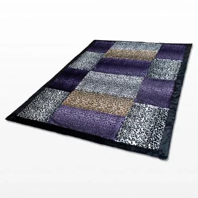 Animal Inspired Patchwork Throw Blanket Faux Fur Fleece Blanket