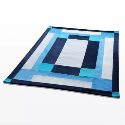 Geometric Patchwork Coral Fleece Throw Blanket Soft Lightweight Blanket for Sofa Bed Couch