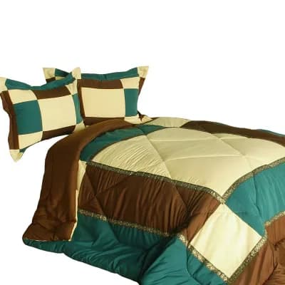Reversible Comforter Set Patchwork Quilt Microfiber Bedding Down Alternative