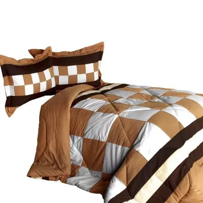 Patchwork Comforter Set Reversible Quilted Bedding with Sham Dorm Room