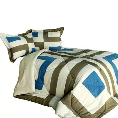 Full Queen Patchwork Comforter Set Reversible Microfiber Bedding with 2 Shams