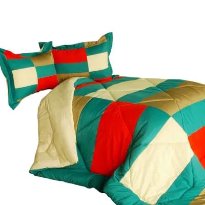 Reversible Comforter Set Patchwork Quilt Microfiber Bedding Down Alternative