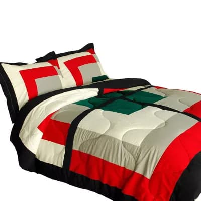 Patchwork Comforter Set Reversible Microfiber Quilt Bedding with Sham
