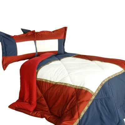 Patchwork Comforter Set with Sham, Reversible Quilted Bedding, Microfiber, Down Alternative, Dorm