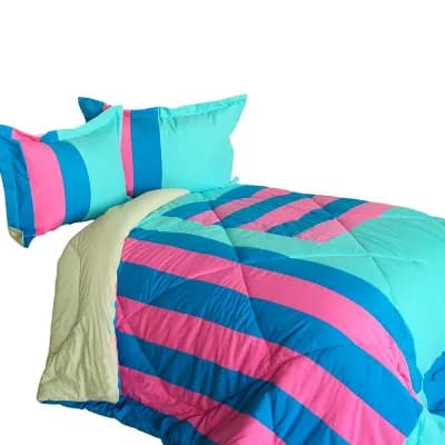Reversible Comforter Set Patchwork Quilt Microfiber Bedding Down Alternative