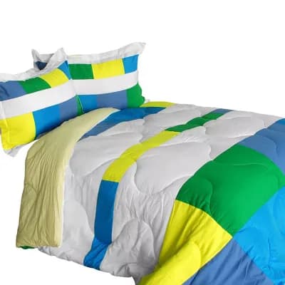 Quilted Patchwork Comforter Set with Coordinated Shams, Reversible Microfiber Bedding