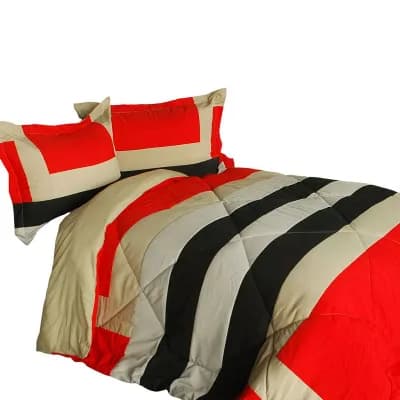 Reversible Patchwork Comforter Set with Sham, Quilted Microfiber Bedding, Down Alternative Fill