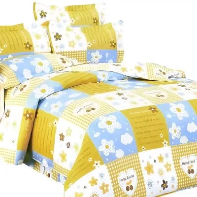 4 pc Cotton Bedding Set with Duvet Cover Fitted Sheet and Pillowcases for bedroom use