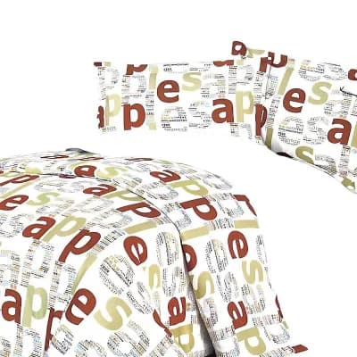 4 pc Cotton Bedding Set with Duvet Cover Fitted Sheet and Pillowcases for Simple Bedroom Styling