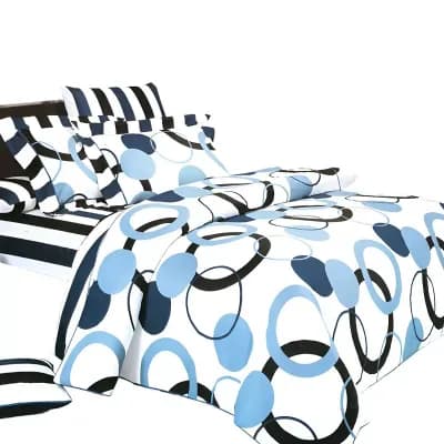 6 pc Twin Bed Set with Comforter, Duvet Cover, Flat Sheet, Pillowcase and Sham