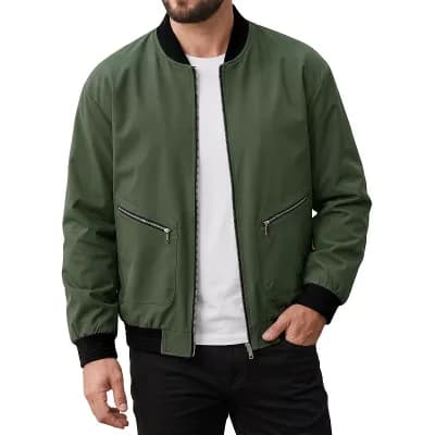 Men's Big & Tall Bomber Jacket Zip Up Spring Fall Windbreaker Casual Coat with Pocket