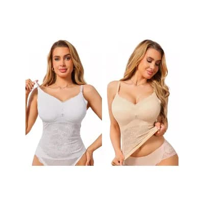 2 Packs Women's See Through Lace Camisole V Neck Spaghetti Strap Slim Fit Going Out Cami Tank