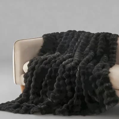 Faux Rabbit Bubble Throw Blanket