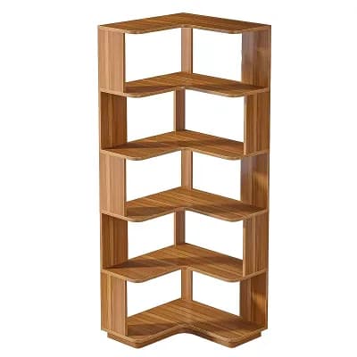 6 tier L Shaped Corner Bookcase, Tall Corner Shelving Unit for Living Room or Office