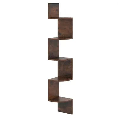 Wall Mounted 5 tier Corner Shelving Unit, Vertical Storage Shelf for Bathroom, Kitchen or Office