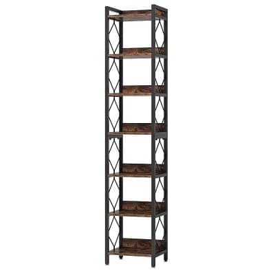 7 tier Corner Bookcase, Tall Corner Shelving Unit with Metal Frame for Living Room