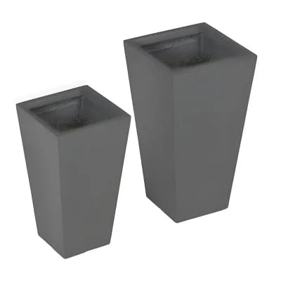 Set of 2 Tall Planter Pots Indoor Outdoor Flower Plant Pots for Patio Balcony Yard