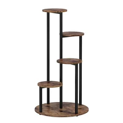 Corner Plant Stand with 5 Shelves, Metal and Wood Plant Rack for Indoor Plants, Patio or Living Room