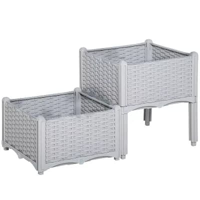 Polypropylene Raised Garden Planter, Compact Elevated Planter for Patio, Balcony or Deck Gardening