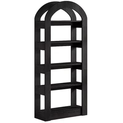 5 tier Wall Mounted Style Bookshelf for Space Saving Storage in Home Office Classroom or Living Area
