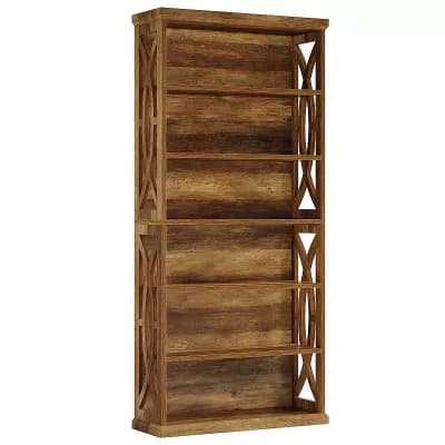 Tall 6 Shelf Bookcase Wood Look Bookshelf for Living Room Office