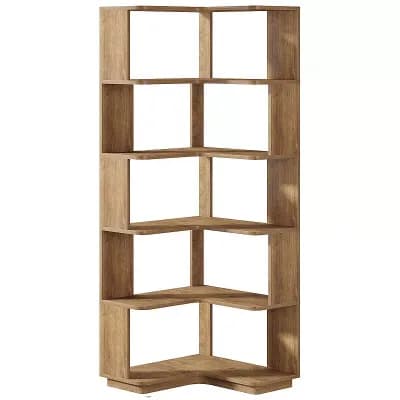 L Shaped Corner Bookshelf Tier Storage Shelf for Home Office