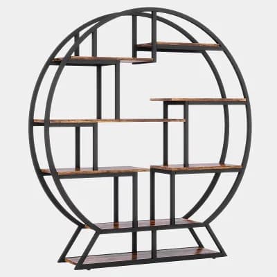 Freestanding Round Etagere Bookcase With 14 Shelves For Storage And Display In Multiple Rooms
