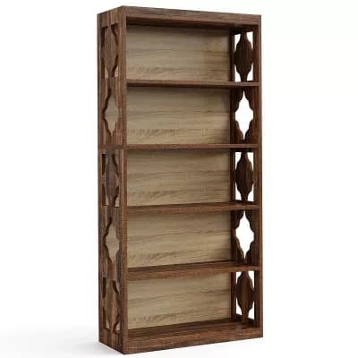 6 tier Rhombus Pattern Bookcase With Open Shelves For Living Room And Office Storage