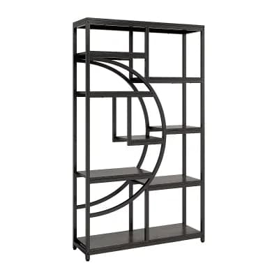 Industrial 9-Shelf Bookcase, Tall Open Display Shelving Unit for Living Room or Office