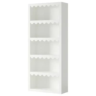 Open Bookcase 5 Shelf Tall Storage Unit with Scalloped Sides