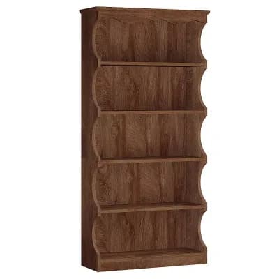 Living Room Bookcase Tall 5 Shelf Storage Bookcase Curved Sides