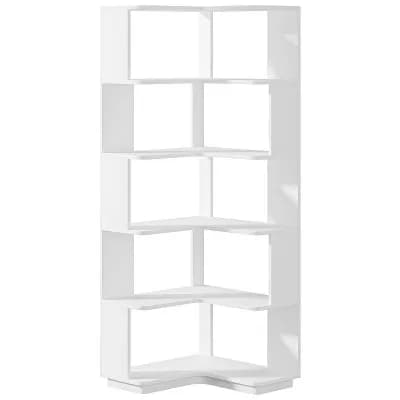 6 tier L Shaped Corner Bookshelf Storage Organizer with Side Panels,Open Shelves, Living Room Office