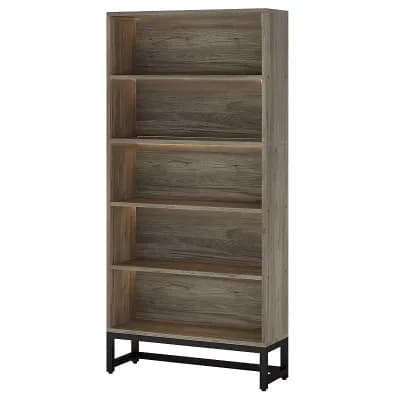 5 tier Storage Bookcase with LED Accent Lighting and Closed Back Design